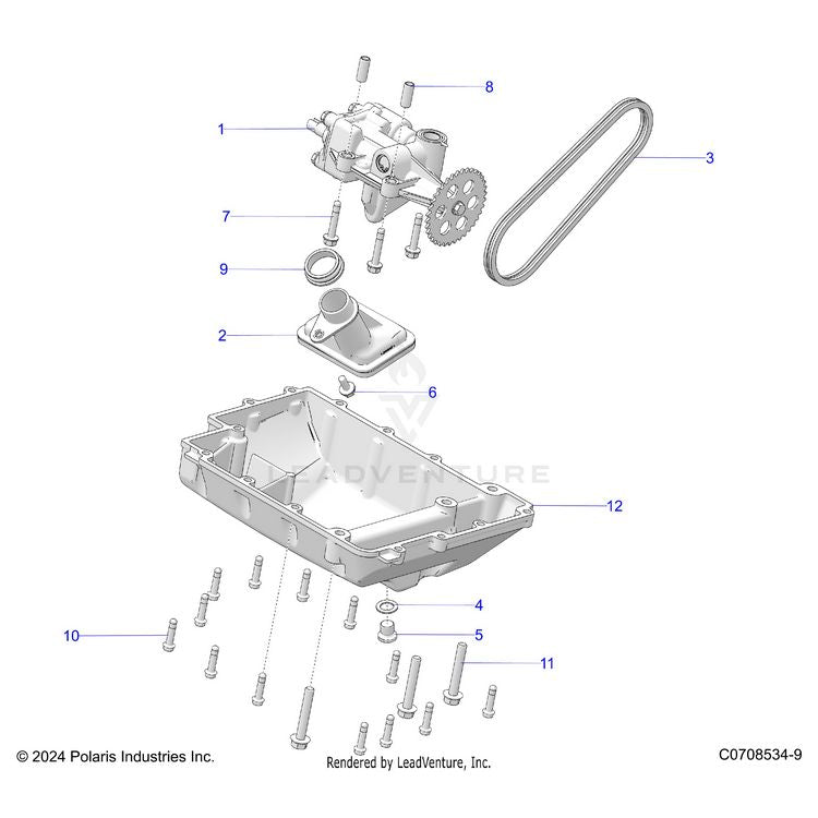 An Image of a Genuine Polaris Parts Schematic Diagram showing the schematic - ENGINE: OIL PUMP - 2025 POLARIS XPEDITION ADV NORTHSTAR