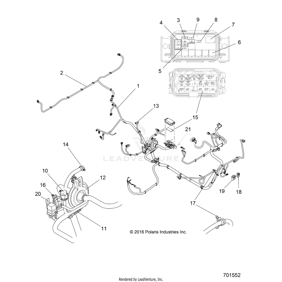 An Image of a Genuine Polaris Parts Schematic Diagram showing the schematic - ELECTRICAL: HARNESSES - 2018 POLARIS RANGER CREW 1000 DIESEL