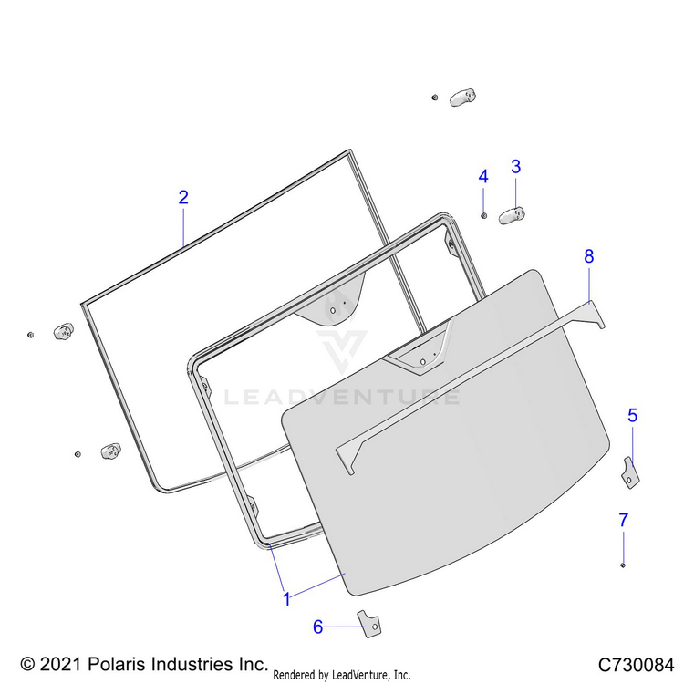 An Image of a Genuine Polaris Parts Schematic Diagram showing the schematic - BODY: WINDSHIELD FIXED - 2020 POLARIS RANGER XP 1000 NORTHSTAR FACTORY CHOICE