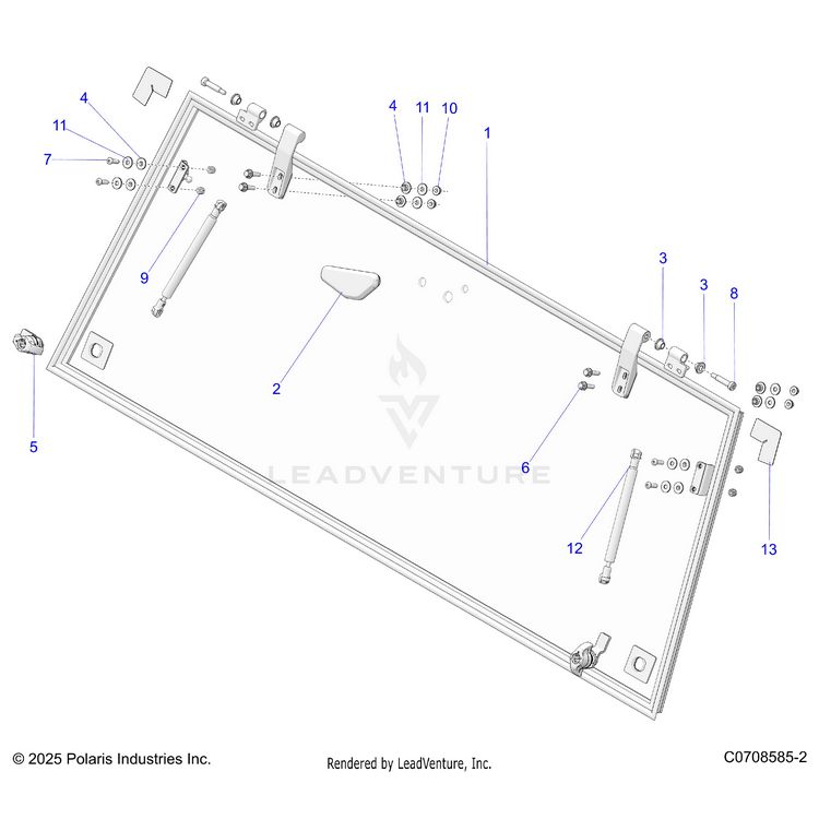 An Image of a Genuine Polaris Parts Schematic Diagram showing the schematic - BODY: REAR WINDOW ASM. - 2025 POLARIS XPEDITION ADV 5 NORTHSTAR