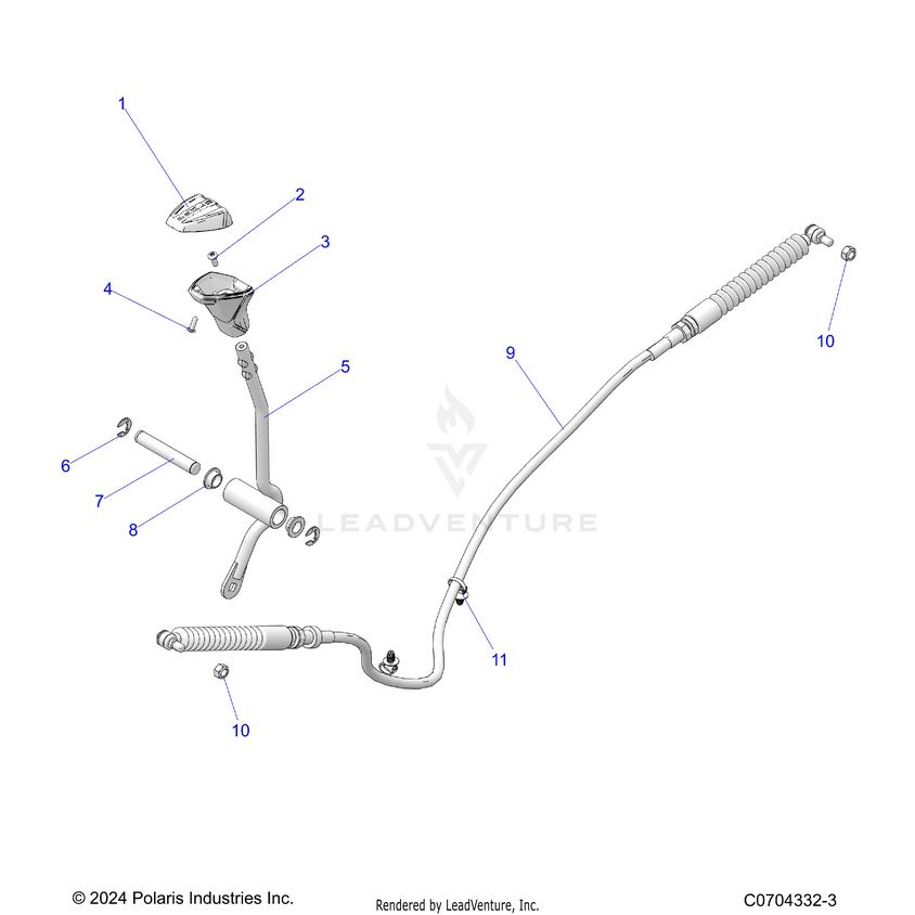 An Image of a Genuine Polaris Parts Schematic Diagram showing the schematic - DRIVE TRAIN: GEAR SELECTOR - 2024 POLARIS XPEDITION XP ULTIMATE
