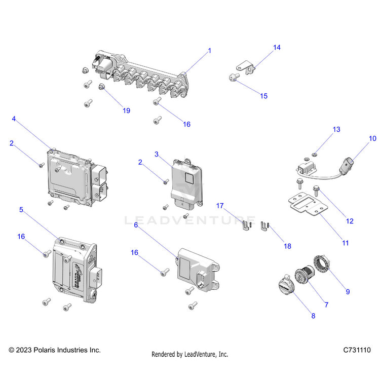 An Image of a Genuine Polaris Parts Schematic Diagram showing the schematic - ELECTRICAL: WIRE HARNESS COMPONENTS - 2024 POLARIS RANGER XD 1500 NORTHSTAR
