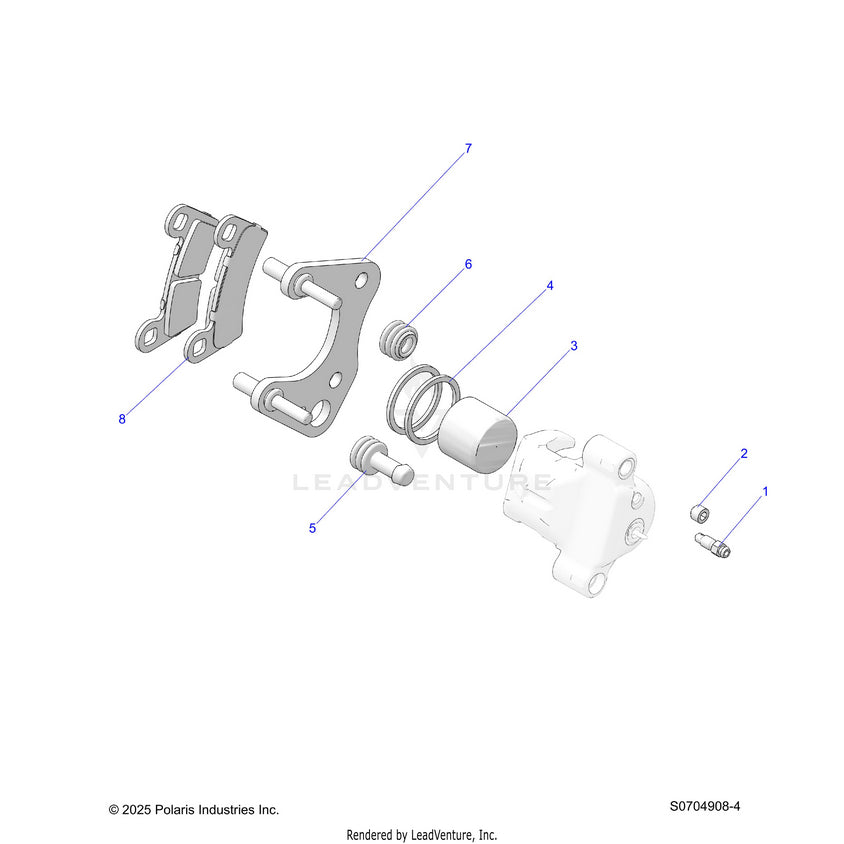 An Image of a Genuine Polaris Parts Schematic Diagram showing the schematic - BRAKES: FRONT CALIPER - 2026 POLARIS RANGER 570