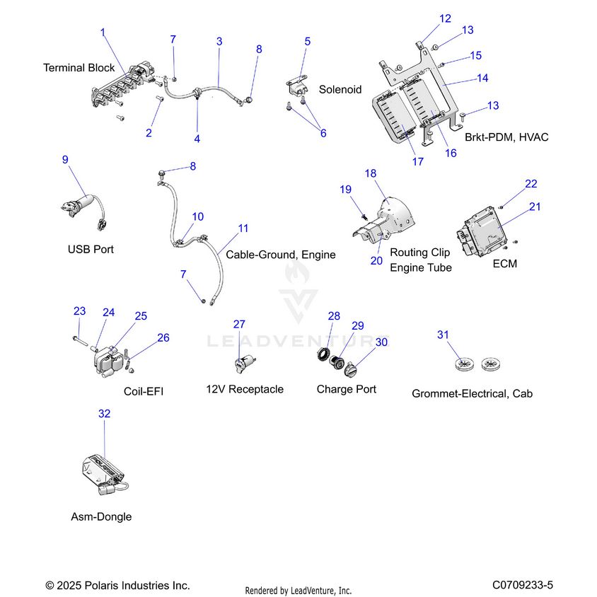 An Image of a Genuine Polaris Parts Schematic Diagram showing the schematic - ELECTRICAL: COMPONENTS - 2026 POLARIS XPEDITION XP5 NORTHSTAR