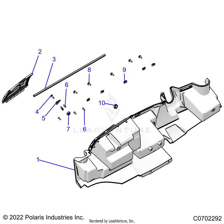 An Image of a Genuine Polaris Parts Schematic Diagram showing the schematic - BODY: GLOVE BOX STORAGE - 2023 POLARIS RANGER 570 CREW FULL SIZE
