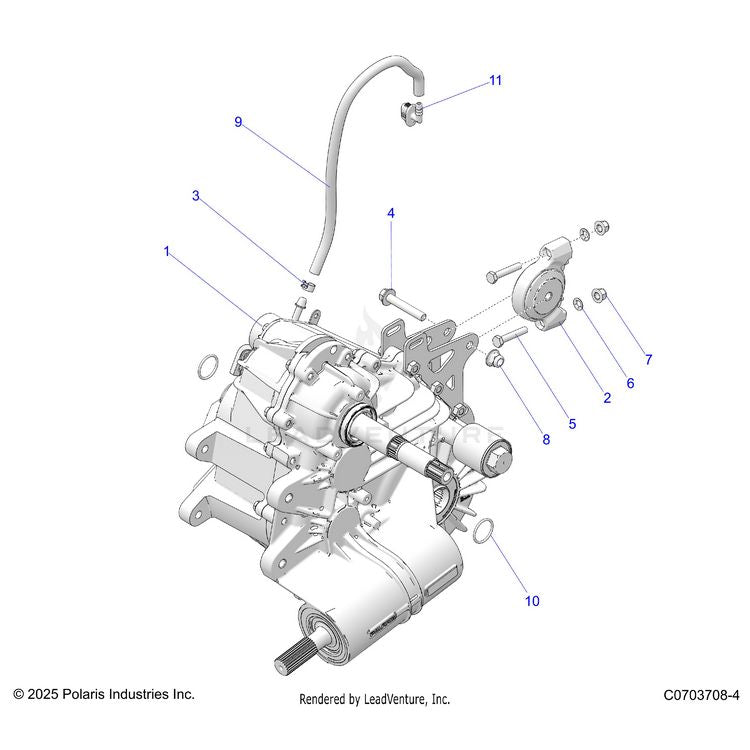 An Image of a Genuine Polaris Parts Schematic Diagram showing the schematic - DRIVE TRAIN: MAIN GEARCASE MOUNTING - 2026 POLARIS GENERAL XP 4 1000 ULTIMATE