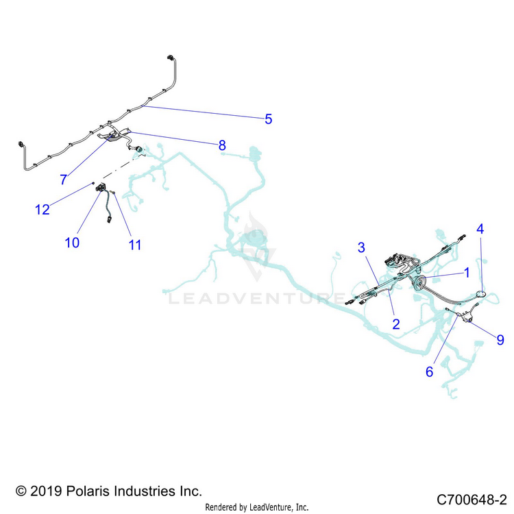 An Image of a Genuine Polaris Parts Schematic Diagram showing the schematic - ELECTRICAL: WIRE HARNESS RIDE COMMAND USB BOX - 2020 POLARIS RANGER CREW XP 1000 RIDE COMMAND