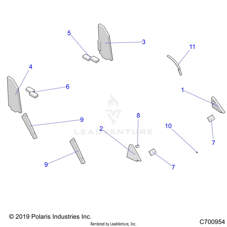 An Image of a Genuine Polaris Parts Schematic Diagram showing the schematic - BODY: SEALING FOAM - 2020 POLARIS RANGER CREW XP 1000 EPS NORTHSTAR RIDE COMMAND