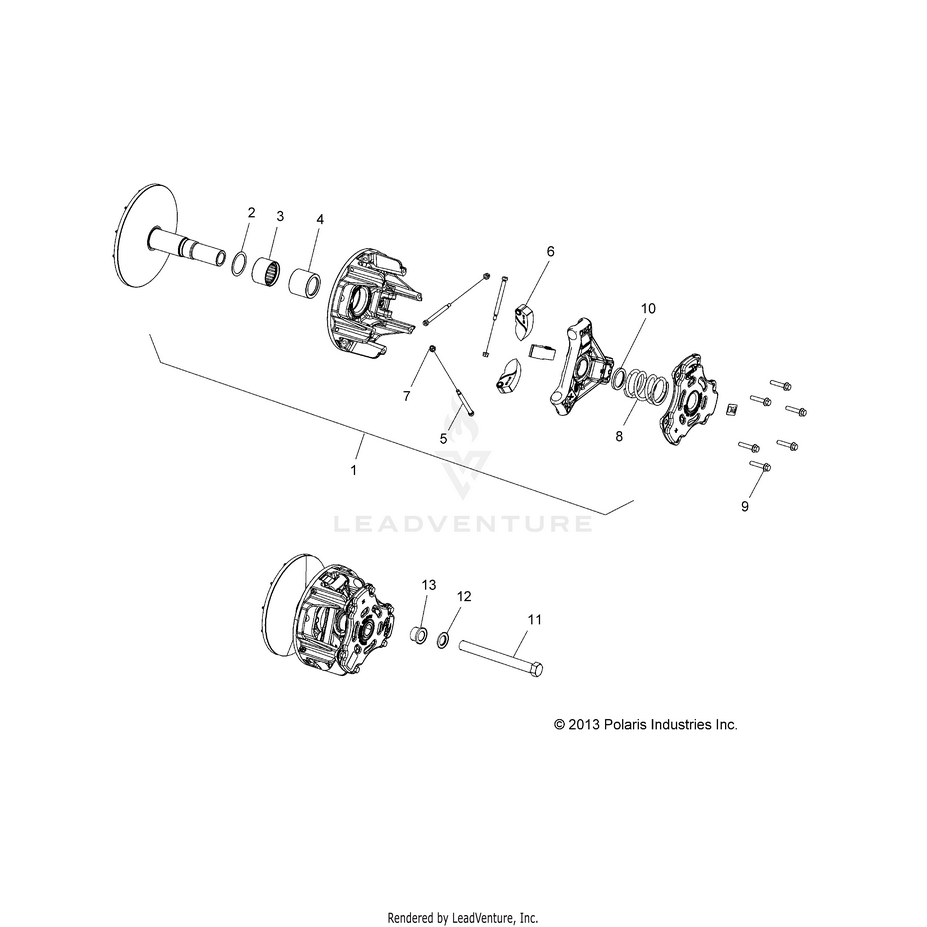 An Image of a Genuine Polaris Parts Schematic Diagram showing the schematic - DRIVE TRAIN: PRIMARY CLUTCH - 2015 POLARIS RANGER 1000 DIESEL
