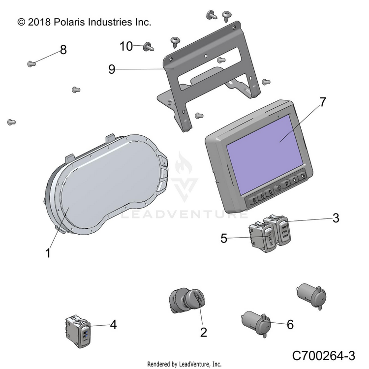 An Image of a Genuine Polaris Parts Schematic Diagram showing the schematic - ELECTRICAL: DASH INSTRUMENTS - 2019 POLARIS RANGER XP 1000 EPS RIDE COMMAND