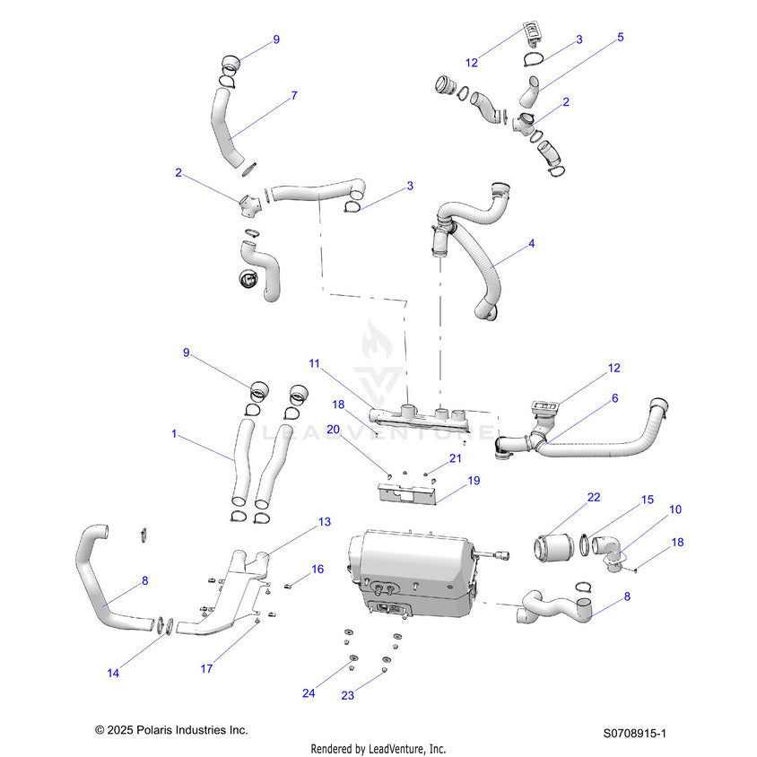 An Image of a Genuine Polaris Parts Schematic Diagram showing the schematic - BODY: HVAC DUCTING (FROM 10/01/2025) (2) - 2026 POLARIS RANGER 1000 XP CREW NORTHSTAR ULTIMATE