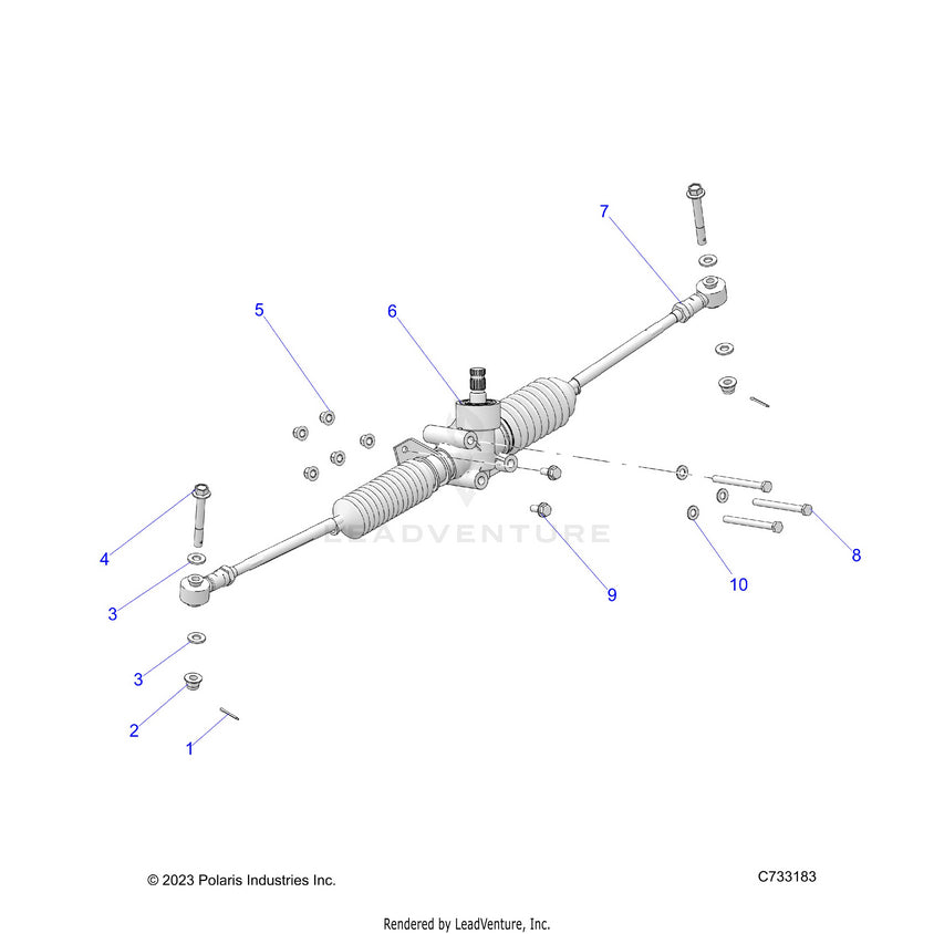An Image of a Genuine Polaris Parts Schematic Diagram showing the schematic - STEERING: STEERING GEARBOX - 2018 POLARIS RANGER 570