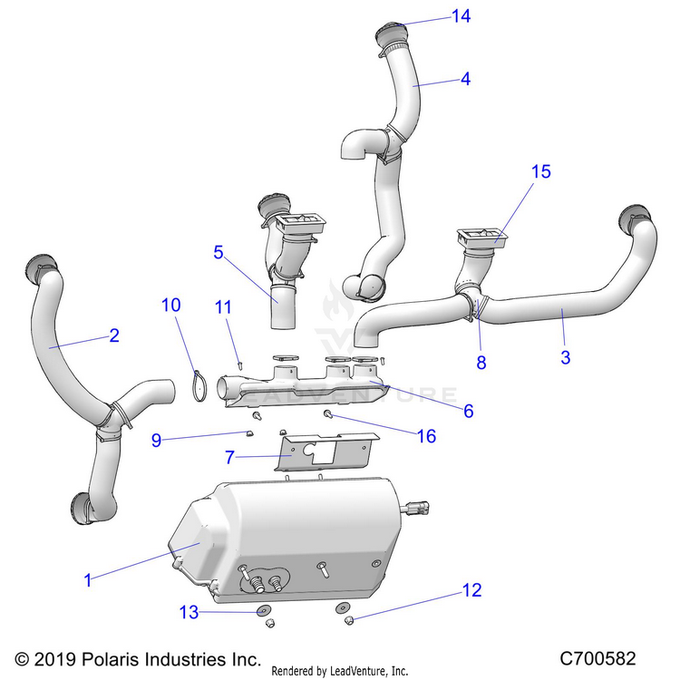 An Image of a Genuine Polaris Parts Schematic Diagram showing the schematic - BODY: HEATER DUCTING - 2021 POLARIS RANGER CREW 1000 EPS PREMIUM