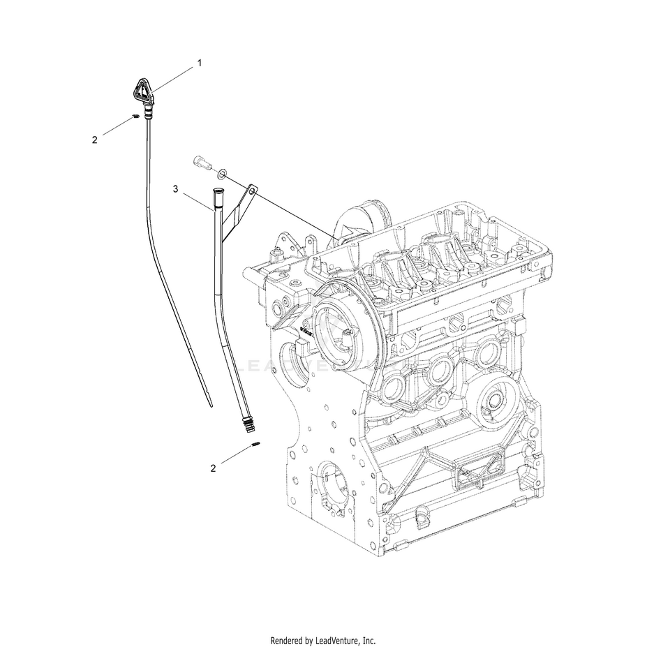 An Image of a Genuine Polaris Parts Schematic Diagram showing the schematic - ENGINE: OIL DIPSTICK & GUARD - 2017 POLARIS RANGER CREW 1000 DIESEL