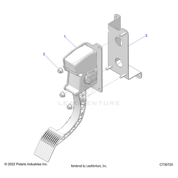 An Image of a Genuine Polaris Parts Schematic Diagram showing the schematic - ENGINE: THROTTLE PEDAL - 2025 POLARIS RANGER 570 CREW FULL SIZE