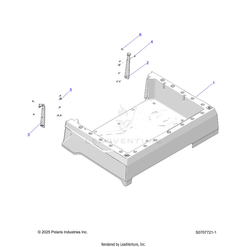An Image of a Genuine Polaris Parts Schematic Diagram showing the schematic - BODY: BOX ASSEMBLY - 2026 POLARIS RANGER 500