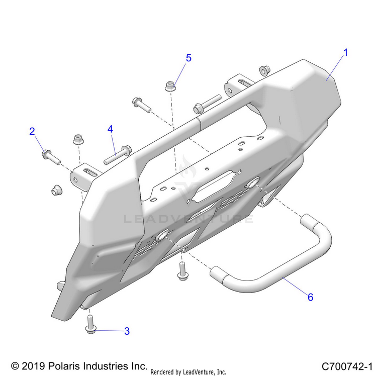 An Image of a Genuine Polaris Parts Schematic Diagram showing the schematic - ACCESSORY: FRONT BUMPER - 2020 POLARIS RANGER CREW 1000 EPS FULL SIZE