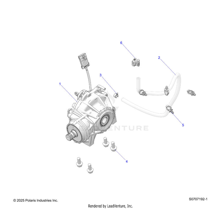 An Image of a Genuine Polaris Parts Schematic Diagram showing the schematic - DRIVE TRAIN: FRONT GEARCASE MOUNTING - 2026 POLARIS RANGER 570 CREW EPS