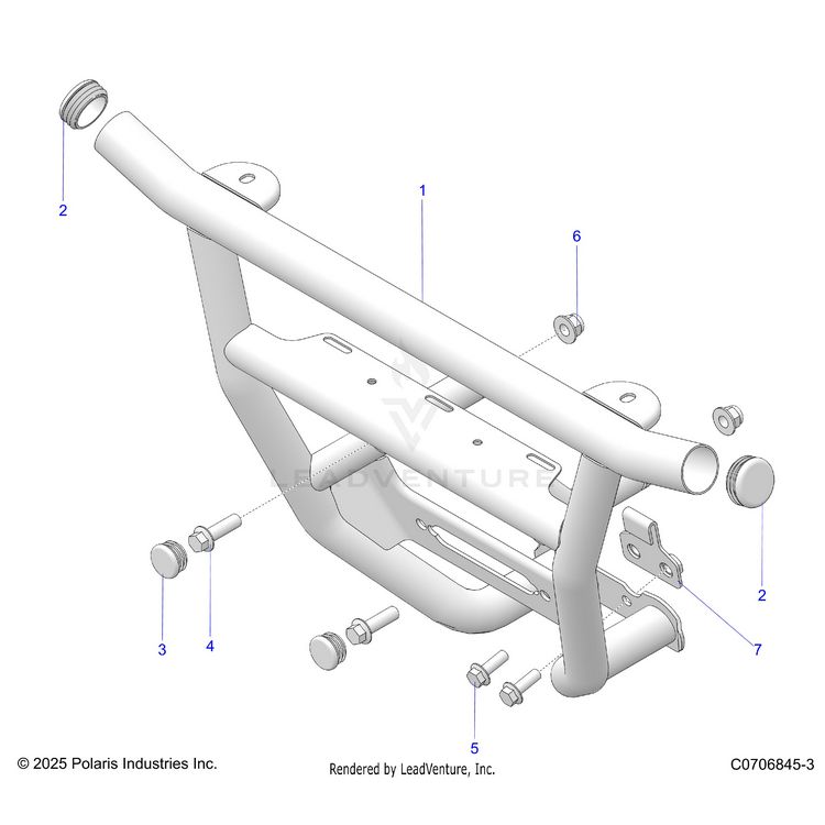 An Image of a Genuine Polaris Parts Schematic Diagram showing the schematic - CHASSIS: FRONT BUMPER - 2026 POLARIS GENERAL XP 1000 SPORT