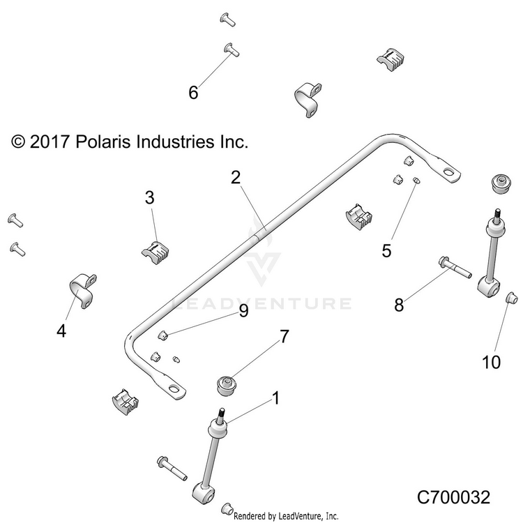 An Image of a Genuine Polaris Parts Schematic Diagram showing the schematic - SUSPENSION: FRONT STABILIZER BAR - 2020 POLARIS RANGER XP 1000 EPS RIDE COMMAND