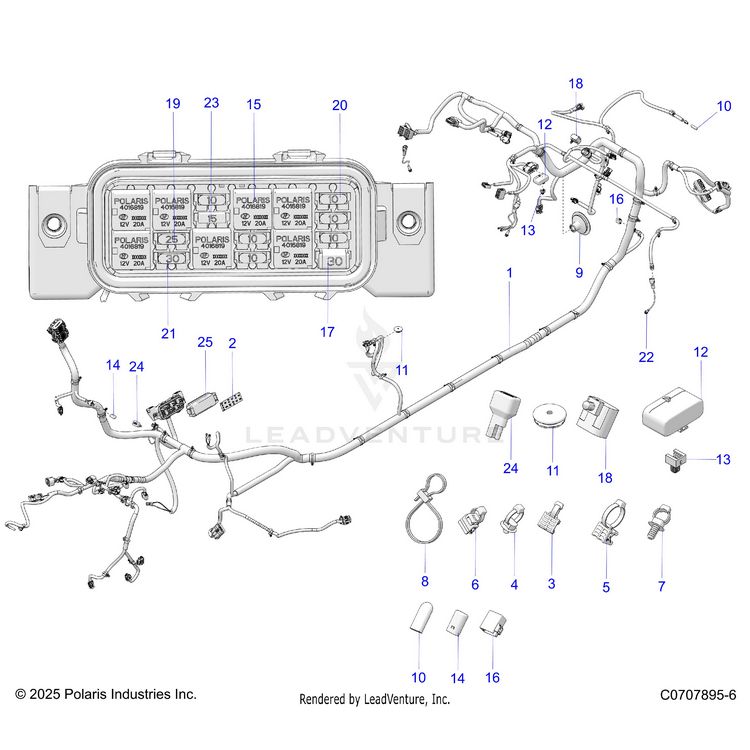 An Image of a Genuine Polaris Parts Schematic Diagram showing the schematic - ELECTRICAL: HARNESS CHASSIS - 2025 POLARIS GENERAL XP 4 1000 ULTIMATE