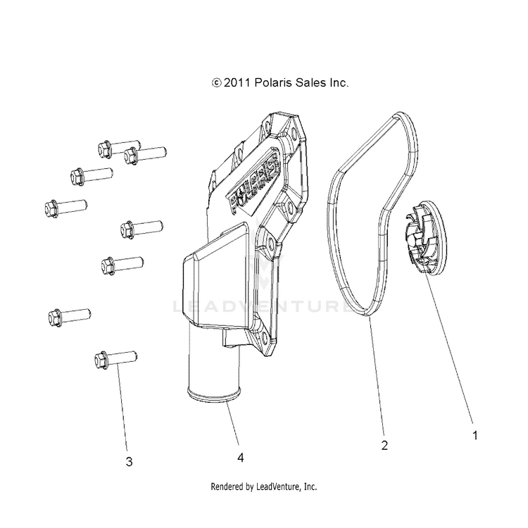 An Image of a Genuine Polaris Parts Schematic Diagram showing the schematic - ENGINE: WATERPUMP IMPELLER & COVER - 2019 POLARIS RANGER 500