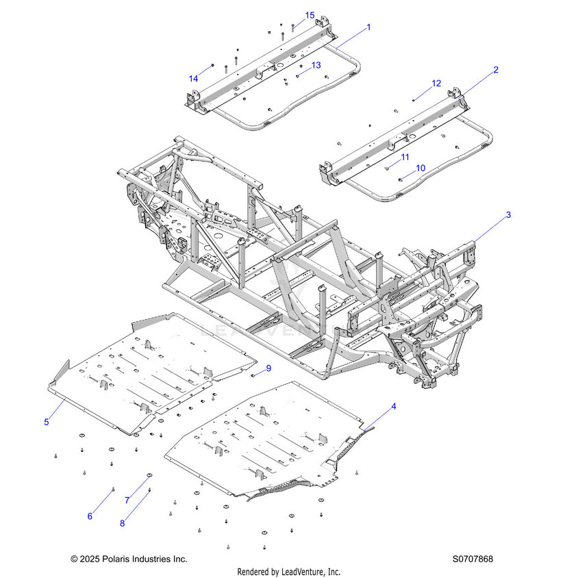 An Image of a Genuine Polaris Parts Schematic Diagram showing the schematic - CHASSIS: FRAME - 2026 POLARIS RANGER 570 CREW NORTHSTAR