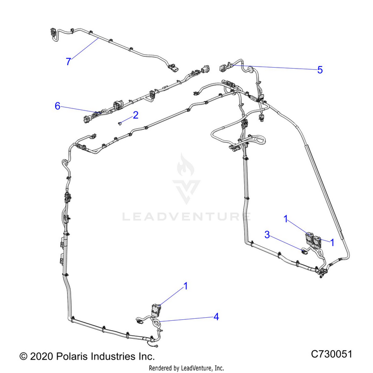 An Image of a Genuine Polaris Parts Schematic Diagram showing the schematic - BODY: ELECTRICAL COMPONENTS DOOR/WINDOW - 2021 POLARIS RANGER CREW XP 1000 NORTHSTAR TRAIL BOSS EVAP