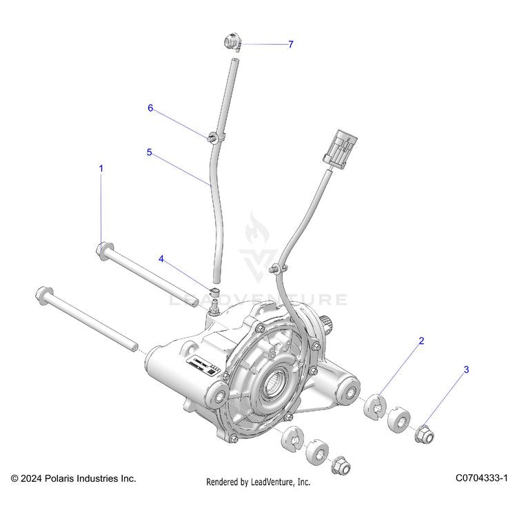 An Image of a Genuine Polaris Parts Schematic Diagram showing the schematic - DRIVE TRAIN: FRONT GEARCASE MOUNTING - 2024 POLARIS XPEDITION XP5 NORTHSTAR