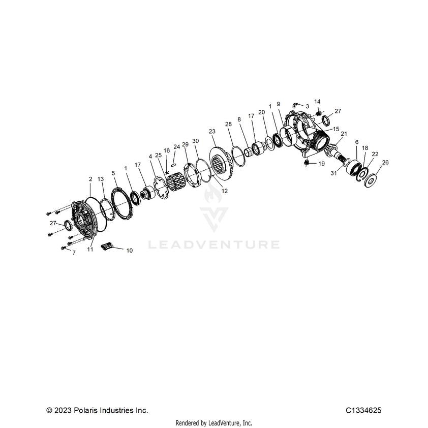 An Image of a Genuine Polaris Parts Schematic Diagram showing the schematic - DRIVE TRAIN: FRONT GEARCASE - 2026 POLARIS GENERAL 1000 SPORT