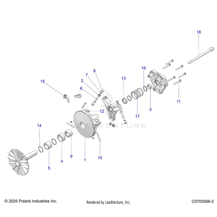 An Image of a Genuine Polaris Parts Schematic Diagram showing the schematic - DRIVE TRAIN: PRIMARY CLUTCH - 2026 POLARIS GENERAL XP 4 1000 SPORT