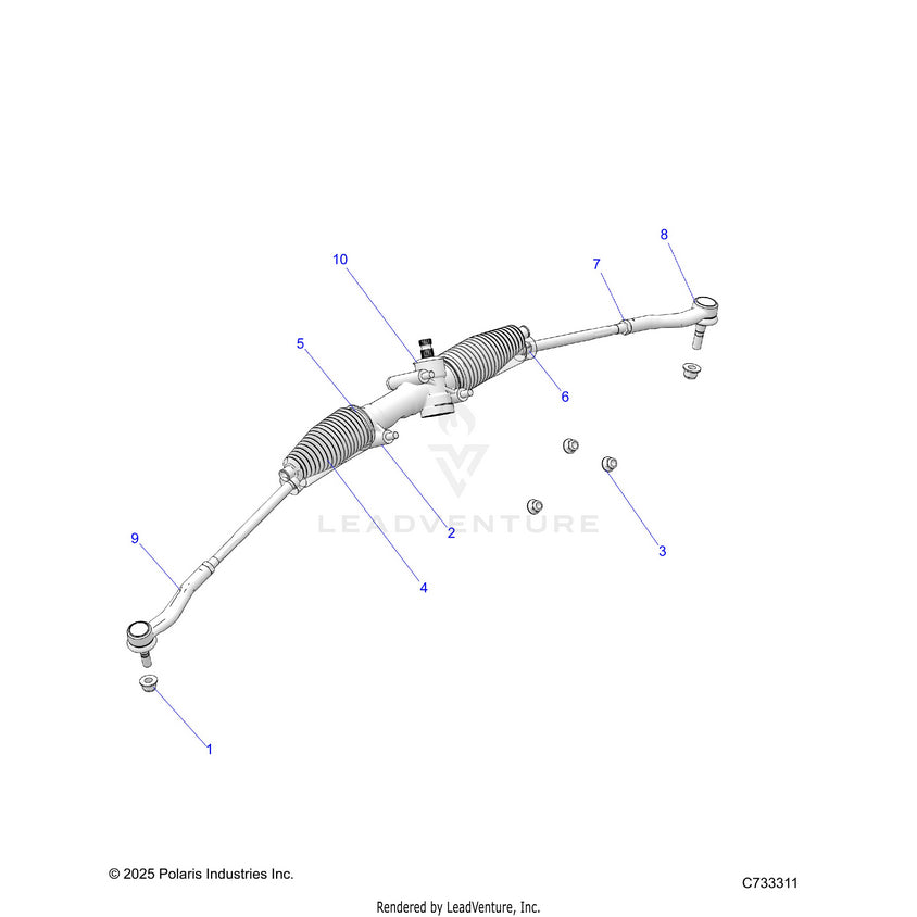 An Image of a Genuine Polaris Parts Schematic Diagram showing the schematic - STEERING: GEARBOX - 2024 POLARIS RANGER 1000 PREMIUM