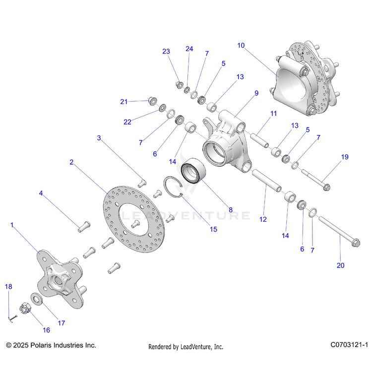 An Image of a Genuine Polaris Parts Schematic Diagram showing the schematic - SUSPENSION: REAR CARRIER - 2026 POLARIS GENERAL 1000 SPORT