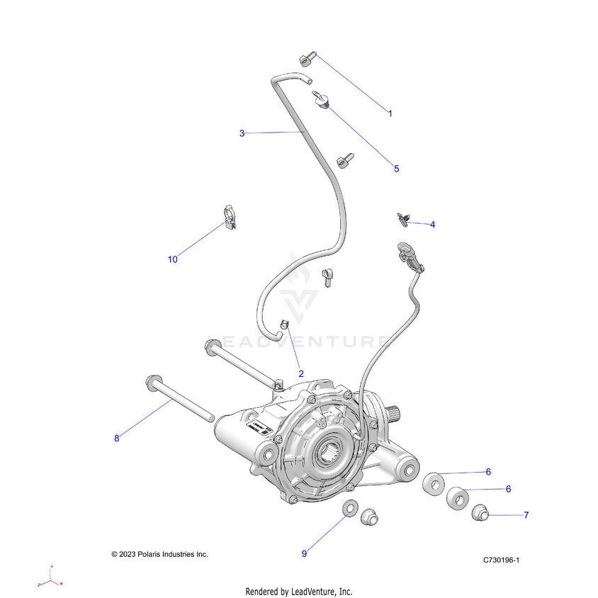 An Image of a Genuine Polaris Parts Schematic Diagram showing the schematic - DRIVE TRAIN: FRONT GEARCASE MOUNTING - 2026 POLARIS RANGER 1000