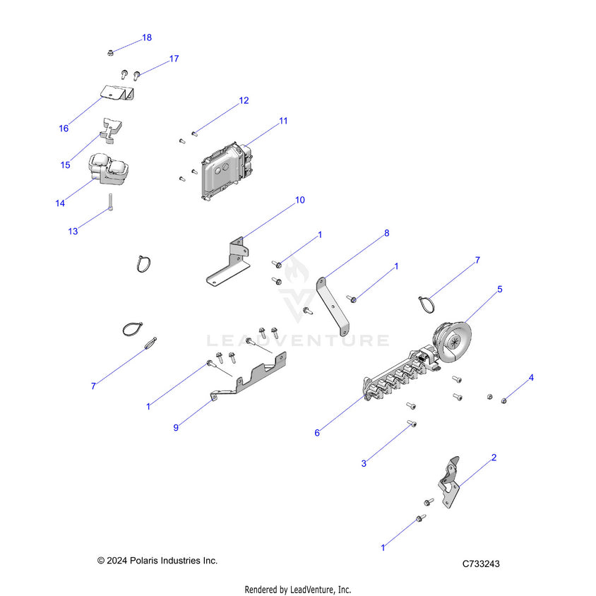 An Image of a Genuine Polaris Parts Schematic Diagram showing the schematic - ELECTRICAL: WIRE HARNESS COMPONENTS - 2025 POLARIS RANGER 1000 XP CREW WATERFOWL