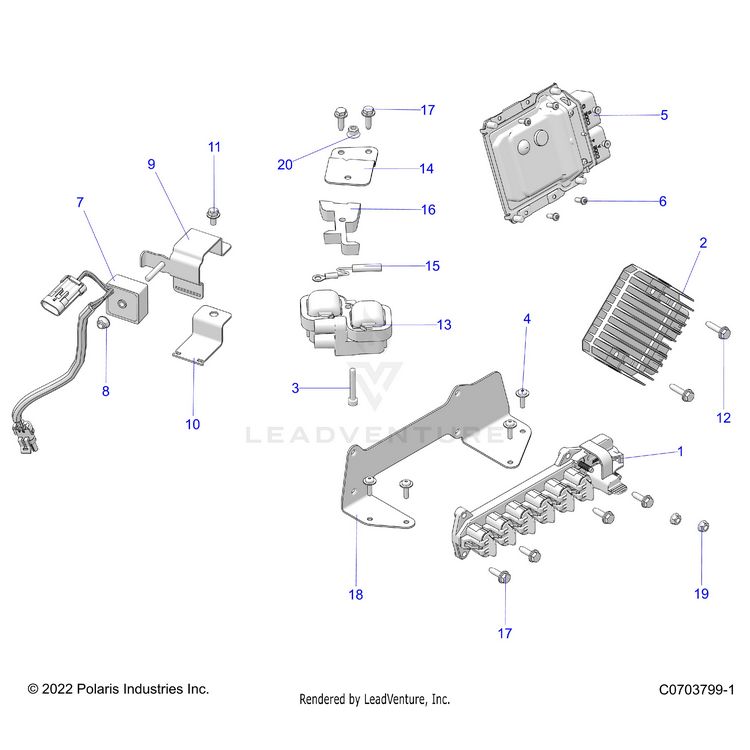 An Image of a Genuine Polaris Parts Schematic Diagram showing the schematic - ELECTRICAL: COMPONENTS AND OPTIONS - 2024 POLARIS GENERAL XP 1000 PREMIUM