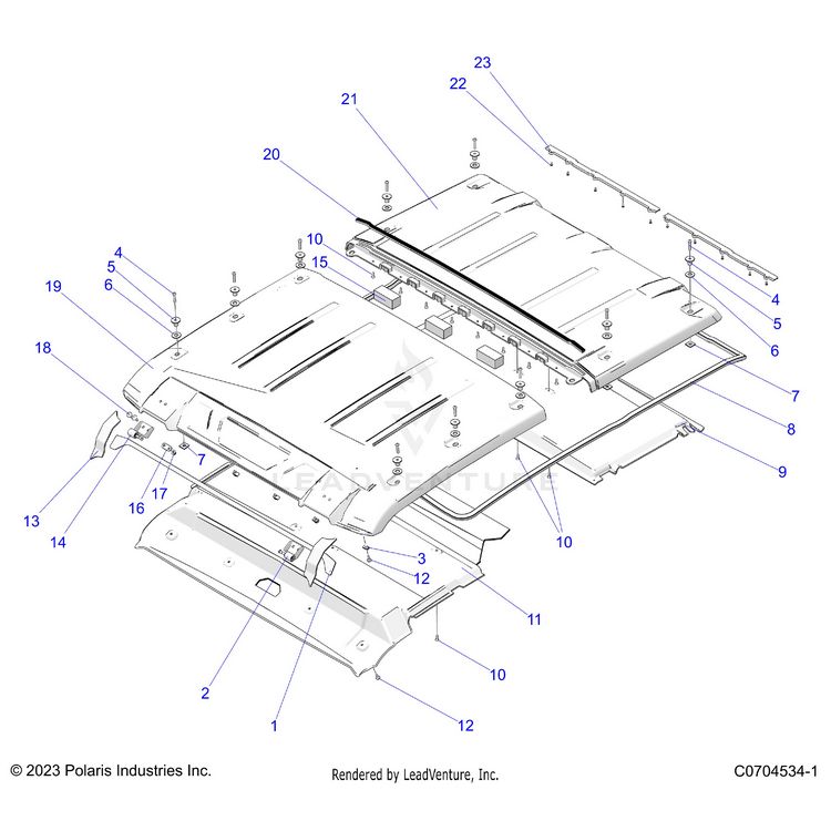 An Image of a Genuine Polaris Parts Schematic Diagram showing the schematic - BODY: ROOF - 2024 POLARIS XPEDITION ADV NORTHSTAR