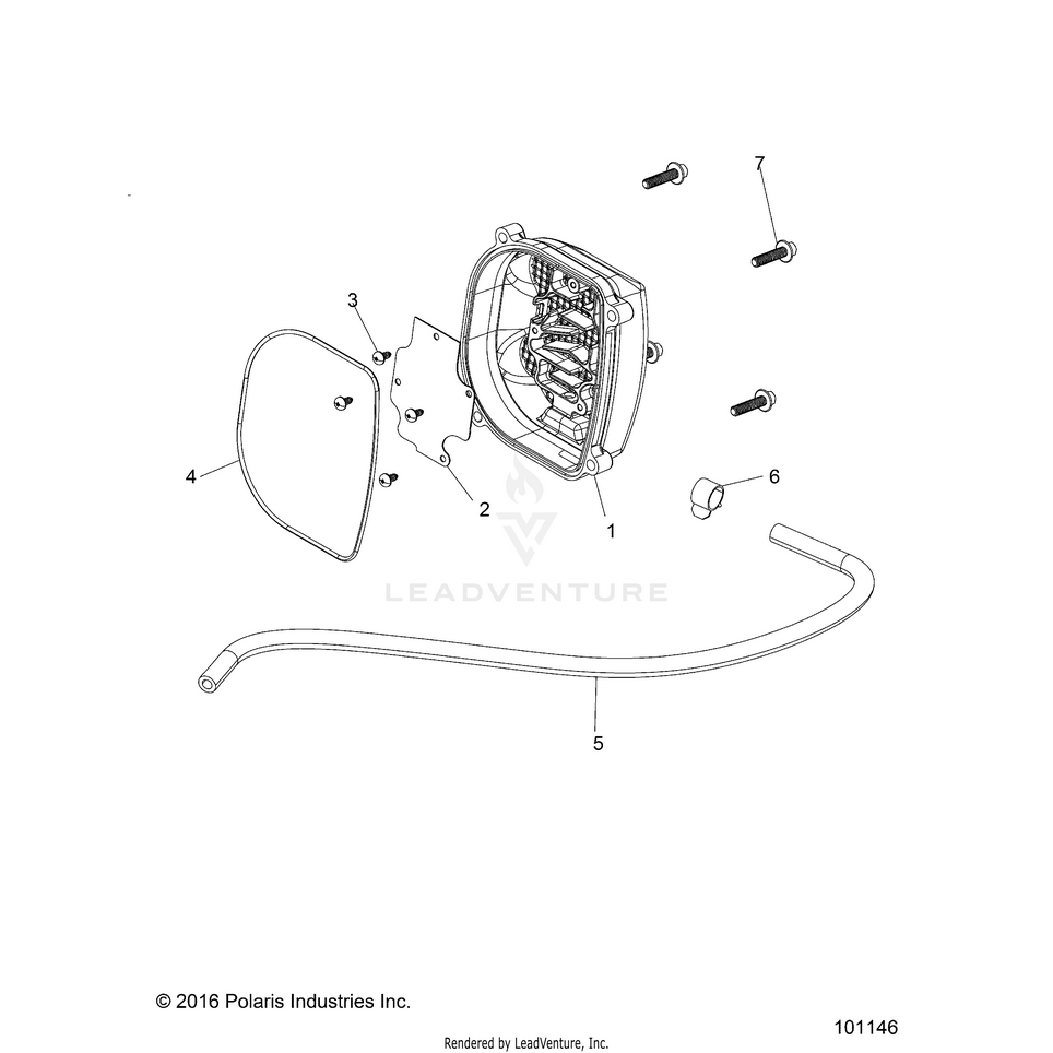 An Image of a Genuine Polaris Parts Schematic Diagram showing the schematic - ENGINE: BREATHER - 2023 POLARIS RANGER 150 EFI