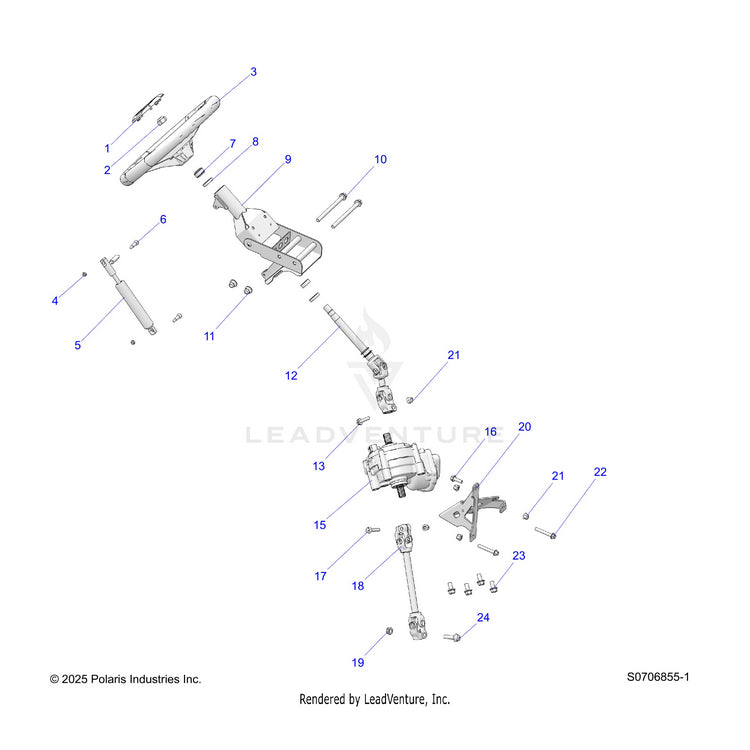 An Image of a Genuine Polaris Parts Schematic Diagram showing the schematic - STEERING: ASSEMBLY - 2026 POLARIS RANGER 570 CREW NORTHSTAR