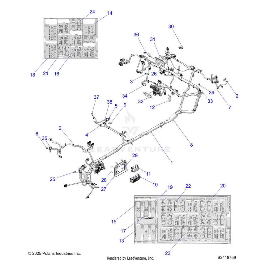 An Image of a Genuine Polaris Parts Schematic Diagram showing the schematic - ELECTRICAL: WIRE HARNESS CHASSIS - 2026 POLARIS RANGER XD 1500 NORTHSTAR ULTIMATE CREW
