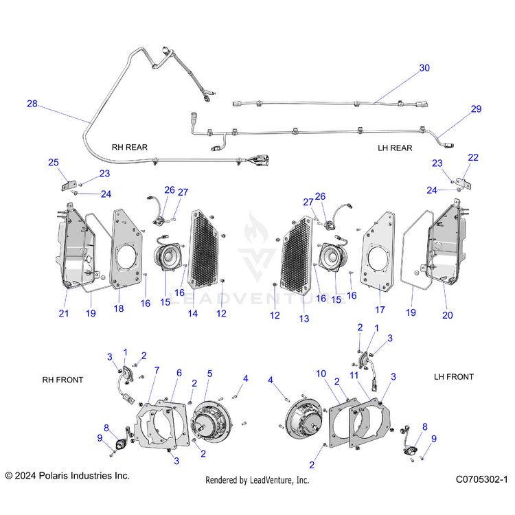 An Image of a Genuine Polaris Parts Schematic Diagram showing the schematic - ELECTRICAL: AUDIO - 2025 POLARIS XPEDITION XP5 NORTHSTAR