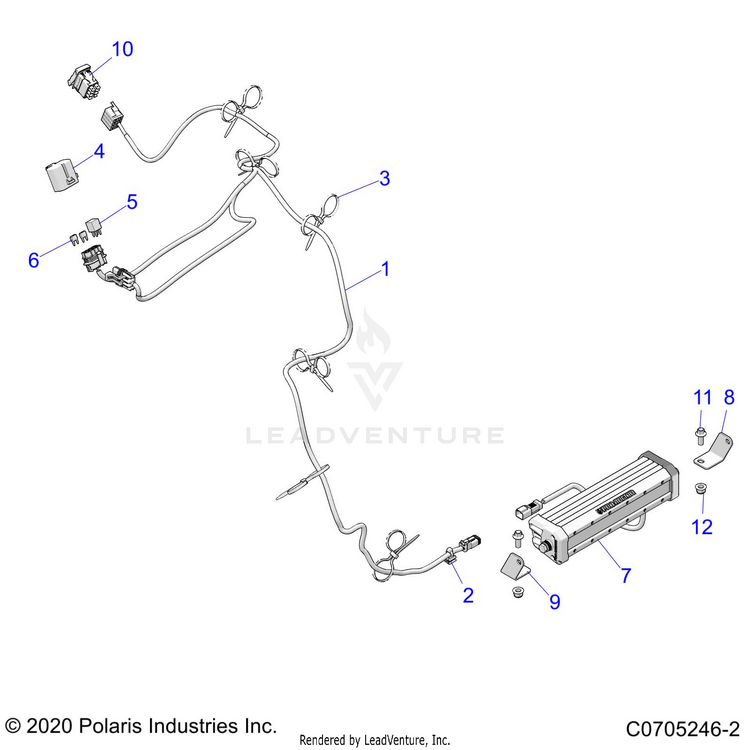 An Image of a Genuine Polaris Parts Schematic Diagram showing the schematic - ACCESSORY: LIGHT BAR - 2021 POLARIS GENERAL XP 4 1000 DELUXE RIDE COMMAND TRAIL