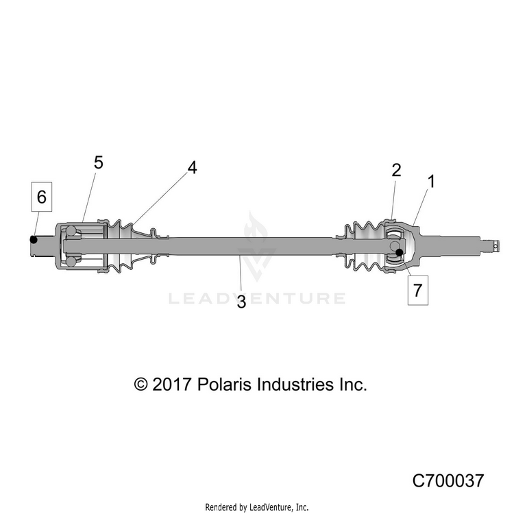 An Image of a Genuine Polaris Parts Schematic Diagram showing the schematic - DRIVE TRAIN: REAR HALF SHAFT - 2018 POLARIS RANGER 1000 EPS