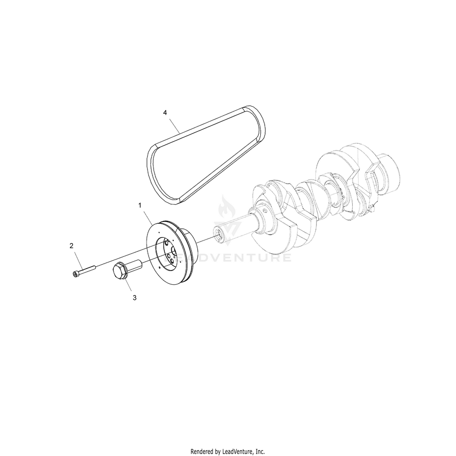 An Image of a Genuine Polaris Parts Schematic Diagram showing the schematic - ENGINE: DRIVE PULLEY & DRIVE BELT - 2015 POLARIS RANGER 1000 DIESEL