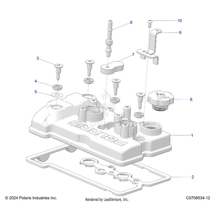 An Image of a Genuine Polaris Parts Schematic Diagram showing the schematic - ENGINE: VALVE COVER - 2025 POLARIS XPEDITION XP5 NORTHSTAR