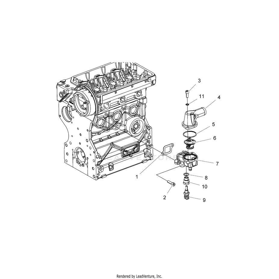 An Image of a Genuine Polaris Parts Schematic Diagram showing the schematic - ENGINE: THERMOSTAT - 2016 POLARIS RANGER CREW 1000 DIESEL