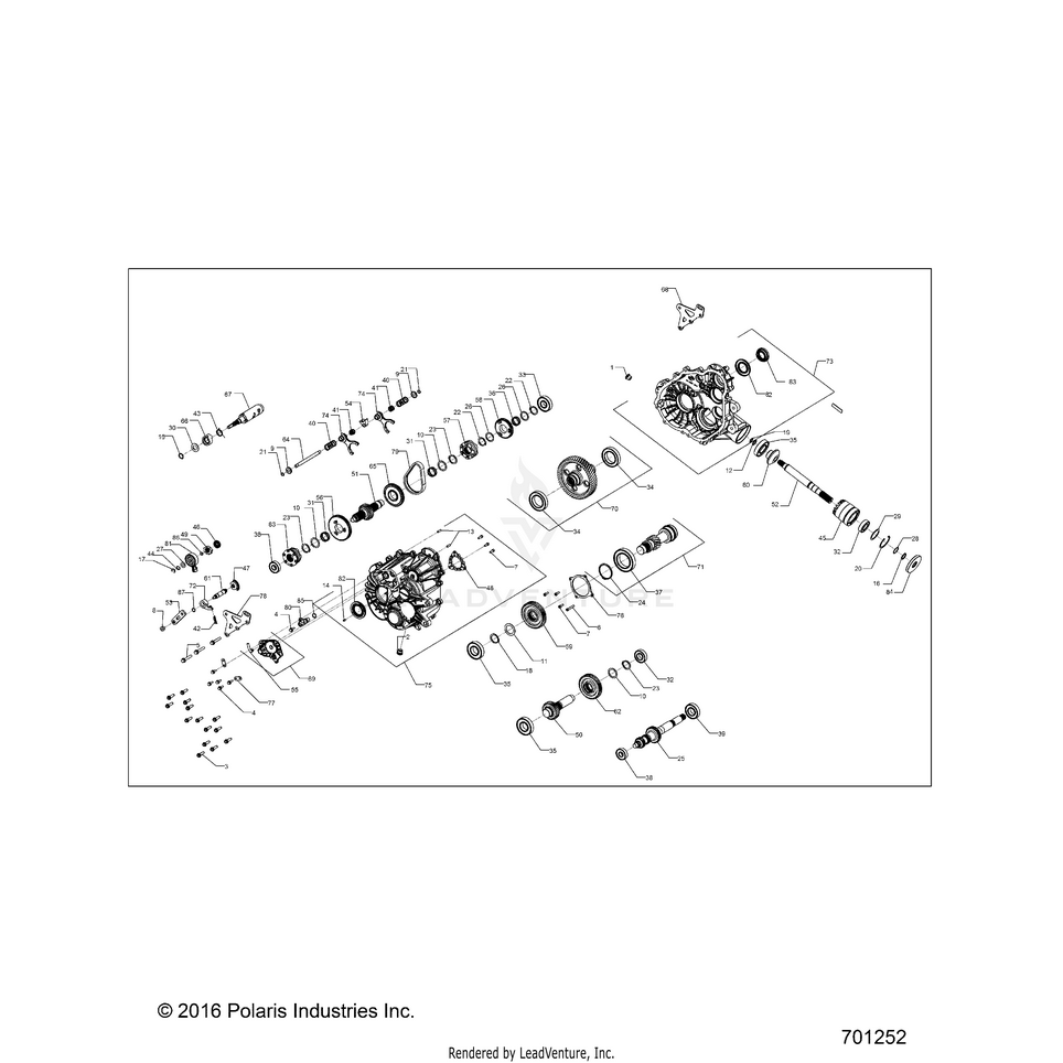 An Image of a Genuine Polaris Parts Schematic Diagram showing the schematic - DRIVE TRAIN: MAIN GEARCASE INTERNAL - 2017 POLARIS RANGER CREW XP 1000 EPS