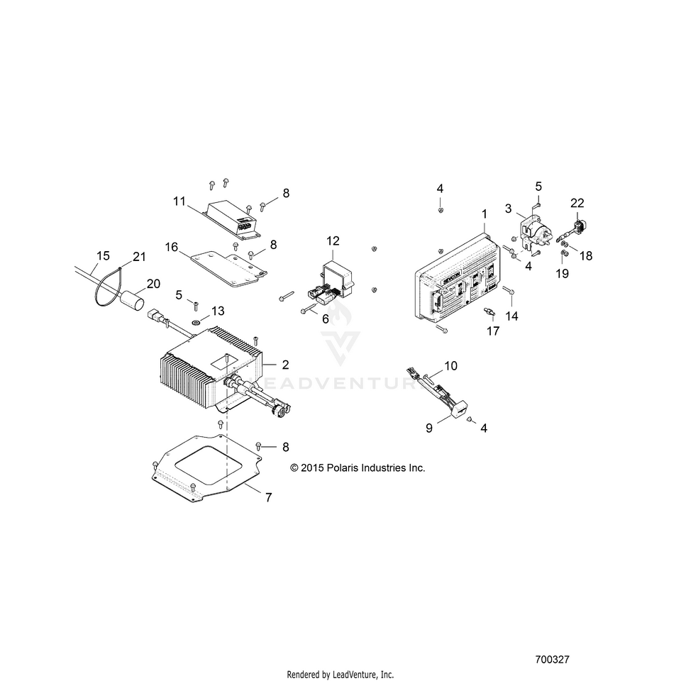 An Image of a Genuine Polaris Parts Schematic Diagram showing the schematic - ELECTRICAL: MODULES & CONTROLLERS - 2017 POLARIS RANGER EV