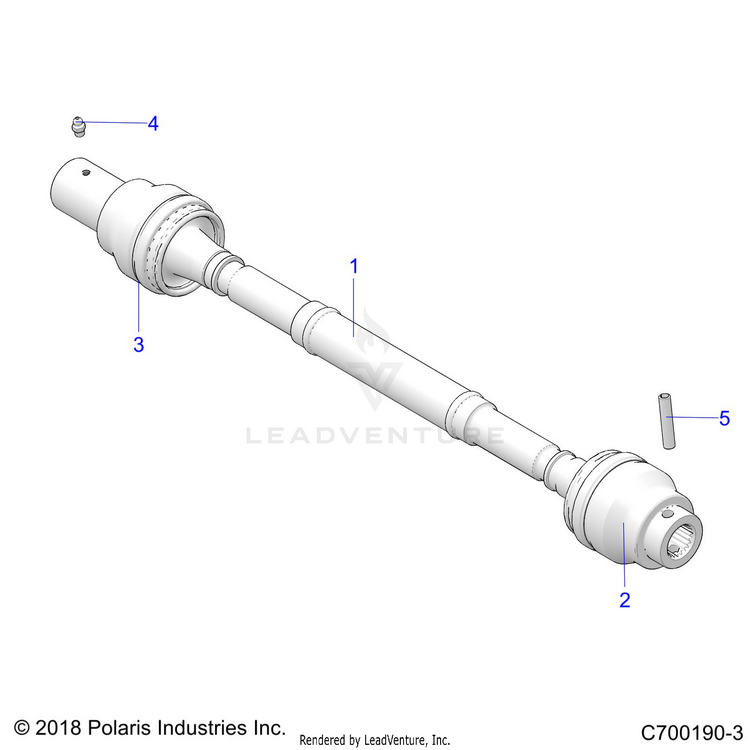 An Image of a Genuine Polaris Parts Schematic Diagram showing the schematic - DRIVE TRAIN: FRONT PROP SHAFT - 2022 POLARIS GENERAL XP SPORT 1000 HUNTER
