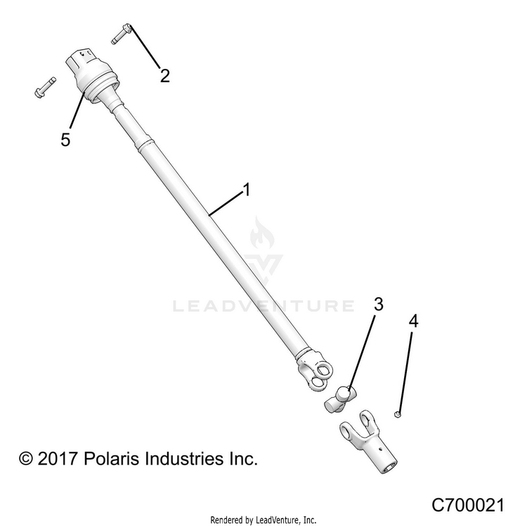 An Image of a Genuine Polaris Parts Schematic Diagram showing the schematic - DRIVE TRAIN: REAR PROP SHAFT - 2018 POLARIS RANGER XP 1000 EPS NORTHSTAR
